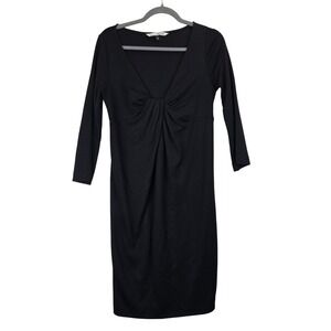 Diane von Furstenberg‎ Wool Elena Dress Size 8 Black Twist Front Sheath Luxury